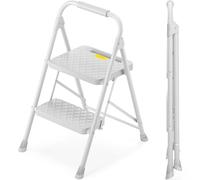 KINGRACK 2 Step Folding Step Ladder for Home, Safety Lock, 330lbs Load | Anti-slip wide pedals, safety handrail, lightweight portable step ladder for kitchen, garage, office, daily home tasks