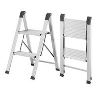 KINGRACK 2 Step Ladder, Wide Anti-Slip Aluminium Pedal, 330 lbs Load Black