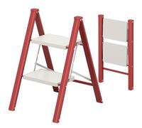 KINGRACK 3 Step Folding Ladder, Lightweight Portable Home Ladder with Non-Slip Wide Pedals and Safety Lock, Sturdy Step Ladder for Adults Painting, Home, Kitchen, Garage, Red
