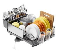 KINGRACK Dish Drainer Rack, Stainless Steel Dish Rack, Draining Board Rack with Anti-Rust Frame, Optional 2 Direction Spout Sink Drain Board Design,