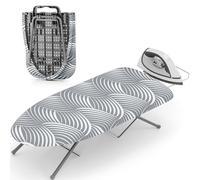KINGRACK Foldable Ironing Board, Tabletop Small Board with Iron Holder, Portable Mini Ironing Board with Non-Slip Feet, Compact Iron Board for Home Supply, Dorms, Travel Use, Grey and White