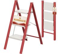 KINGRACK Folding 3 Step Ladder, Wide Non-Slip Treads, Heavy Duty Step Stool | with Safety Lock, 330lbs Load Capacity, Portable Multi-Purpose Ladder for Home, Kitchen, Office, Garage, Brick Red