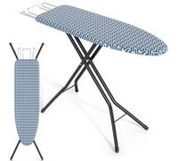 KINGRACK Folding Ironing Board with Ironing Tray, Ironing Boards with Height-Adjustable Function, Sturdy Ironing Board Stand with Extra Thick Cover and Metal Legs, 33 x 110 cm, Blue