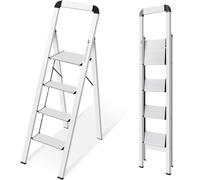 KINGRACK Folding Step Ladder - 4 Steps, Non-Slip,
