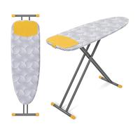 KINGRACK Full Size Ironing Board, Extra Wide Iron Board with Silicon Iron Rest, 4 Adjustable Height, Heavy Duty Ironing Board With Metal Panels, 135x46cm, Grey