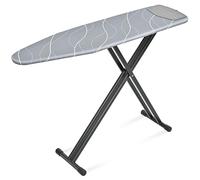 KINGRACK Ironing Board, 134 x 33cm Metal Panel Iron Board with Silicon Iron Rest, Heat & Scorch Resistant Cover, Height Adjustable, Heavy-Duty Compact Ironing Board, Dark Grey