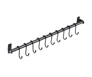 KINGRACK Kitchen Rail Pan Hanger, Utensil Hanging Bar Rack, Bathroom Towel Bar, Wall Mounted Hanger, Organizer for Hanging Knives, Pot and Pan, Bags on Living Room with 10 Removable S Hooks, 570MM x 1