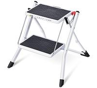 KINGRACK Step Ladder, Double Side Folding Step Stool, 2 Step Portable Ladder with handdle, Large Platform, Slim Household Stepladder with Milti-fuction,White