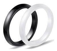 Kingray Jewelry Two-Pack, 3mm Black White Polished Ceramic Wedding Band Stackable Ring Enhancer, Ceramic,