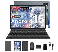 KINGRID Tablet 10 inch,Android 15 Tablet-Gemini AI,24GB RAM+256GB ROM+2TB,Keyboard & Pen Bundle,Octa-Core, Widevine L1,5G WiFi,Bluetooth 5.0,Smat Lens,5-Year Warranty-Grey
