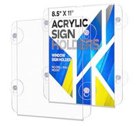 Kingrol 2 Pack 8.5x11 Inch Acrylic Sign Holders with Suction Cups, Window Sign Holder, No-Drill Wall Mount - Durable Display & Quick Paper Change for Office, Store & Restaurant Ads