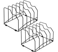 Kingrol 2 Pack Cutting Board Organizer With 5 Slots - Kitchen Cabinet Organizer for Chopping Board, Baking Pan, Cookie Sheet, Pot Lid - Metal Divided Holder