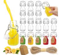 Kingrol 30 Pack Mini Swing Top Glass Bottles, 2 oz Mini Storage Bottles with Personalized Label Tags and String for Crafts, Decoration, Wedding Party Favors,White