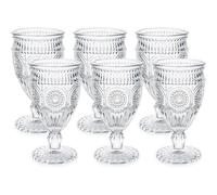 Kingrol 6 Pack 10oz Wine Glasses Goblets, 300ml Vintage Water Glasses, Romantic Mixed Drink Glasses for Party, Daily Use