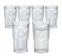 Kingrol 6 Pack 12 oz Romantic Water Glasses, Premium Drinking Glasses Tumblers, Vintage Glassware Set for Juice, Beverages, Beer, Cocktail