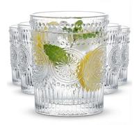 Kingrol 6 Pack 270ml Hobnail Romantic Water Glasses, Premium Drinking Glasses Tumblers, Embossed Drinking Glasses, Vintage Glassware Set for Juice, Beverages, Beer, Cocktail