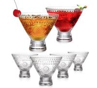 Kingrol 6 Pack 8oz Stemless Martini Glasses, Cocktail Glasses, Glass Dessert Bowls, Mini Trifle Bowls, Perfect Glassware for Home Bar, Restaurant, Party
