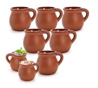 Kingrol 6 Pack Authentic Mexican Clay Mugs - 12 oz Tazas de Barro, Handcrafted Pottery for Hot and Cold Beverages, Coffee, Tea, and Cocktails