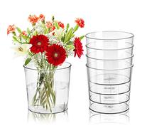 Kingrol 6 Pack Clear Flower Vases, Tall 15cm, 3 Quart Plastic Ice Buckets for Chilling Beer, Wine, Champagne, Multipurpose Buckets for Home Office