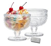 Kingrol 6 Pack Glass Dessert Bowls, oz Mini Trifle Bowls, Glass Serving Bowls for Ice Cream, Fruit, Pudding, Snack, Cereal, Nuts