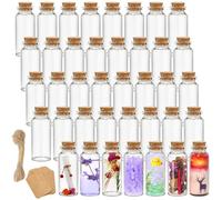 Kingrol 70 Pack 30ml Mini Glass Jars with Cork Stoppers Glass Bottles, Wishing Bottles with Label Tags and String, Mini Bottle for DIY Crafts, Wedding Baby Shower Party Favors