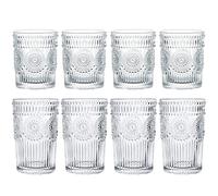 Kingrol 8 Pack Romantic Drinking Glasses, 4 Highball Glasses (350ml) and 4 Rocks Glasses (250ml), Premium Glass Tumblers Glassware Set for Water, Beverages, Beer, Cocktails