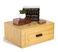 Kingrol Bamboo Desk Drawer Organizer with Handle, 38x30x16.5cm Stackable Tabletop Storage Organization Box, Home Office Modular Storage Box with Drawer for Closet, Bedroom, and Bathroom