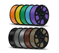 Kingroon PLA Filament 1.75mm Bundle, 10KG Spools (22lbs) 3D Printer Filament Multicolor Pack (Black Brown Grey Yellow Green Purple Silver Sky Blue Pumpkin Orange Wood) +/- 0.03mm for FDM Printers