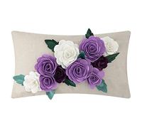 KINGROSE 3D Flower Throw Pillow Cover Decorative Cushion Case Handmade Pillow Cover Home Sofa Couch Bed Decor 14 x 24 Inches Purple