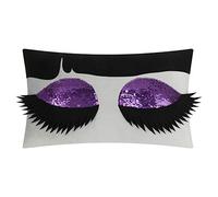 KINGROSE Long Eyelashes Pillowcase Purple Sequins Decorative Throw Pillow Cover Rectangle Cushion Cover for Sofa Couch Bed Living Room 12 x 20 Inches
