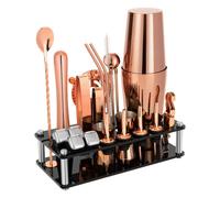 KINGROW Cocktail Making Kit, 23 Piece Bartender Kit with Stand Gold Rose