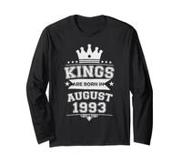Kings are Born in August 1993 33rd Birthday Men Boys Long Sleeve T-Shirt