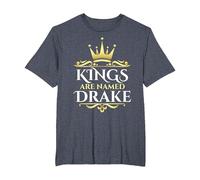Kings are Named Drake T-Shirt, Men's Big and Tall, Heather Blue, 2X Tall