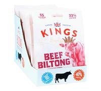 Kings - Beef Biltong - Rib Eye Flavour - High Protein Snacks, Marinated and Cooked Meat - Bulk Box of 12 x 25 g Packs