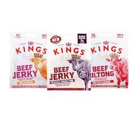 Kings - Beef Jerky and Biltong - Variety Case - High Protein Snacks, Marinated and Cooked Meat - 4 of Each Flavour - Bulk Box of 12 x 25 g Packs