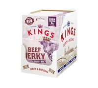 Kings - Beef Jerky - Smokey BBQ Flavour - High Protein Snacks, Marinated and Cooked Meat - Bulk Box of 12 x 25 g Packs