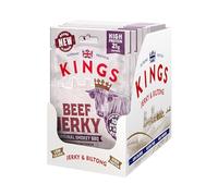 Kings - Beef Jerky - Smokey BBQ Flavour - High Protein Snacks, Marinated and Cooked Meat - Bulk Box of 12 x 60 g Packs