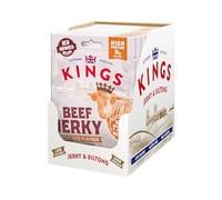 Kings - Beef Jerky - Sweet BBQ Flavour - High Protein Snacks, Marinated and Cooked Meat - Bulk Box of 12 x 25 g Packs
