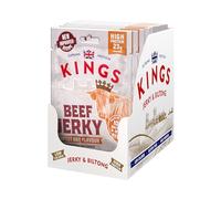 Kings - Beef Jerky - Sweet BBQ Flavour - High Protein Snacks, Marinated and Cooked Meat - Bulk Box of 12 x 60 g Packs