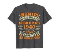 Kings Born in February 1940 85th Birthday Tee 85 Years Old T-Shirt, Men, Dark Heather Grey, Medium
