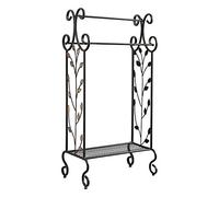 Kings Brand Black Metal With Gold Leaf Free Standing Towel Rack Stand with Shelf