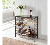 Kings Brand Furniture - Freestanding Wine Rack Table, Liquor Bar Cabinet with Wine Storage - Holds 24 Bottles and Glasses Holder