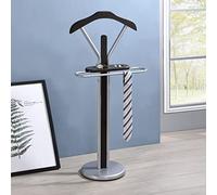 Kings Brand Silver / Walnut Finish Wood & Metal Suit Valet Rack Stand Organizer