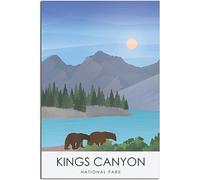 Kings Canyon National Park Art Print Vintage Travel Poster Retro Wall Art Canvas Poster Home Decor Room Decor Unframed 60x90cm