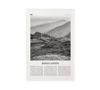 Kings Canyon National Park Black And White, California, USA Retro City Map Travel Landscape Canvas Wall Art Posters And Prints Room Aesthetic Bedroom Office Decor 24x36inch(60x90cm)