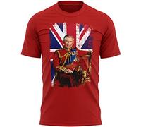 Kings Charles Mens T Shirt Kings Coronation 2023 Memorabilia Tee Union Jack Top, L, Red