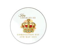 Kings Coronation 2023 Official Crown Round Coasters King Charles III Commemorative Souvenir Gift His Majesty The King Royal Memorabilia Gifts Coronation Memorabilia