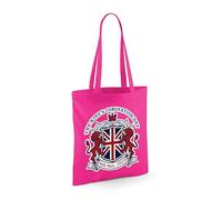 Kings Coronation 2023, Official Emblem, King Charles III Commemorative, His Majesty, The King Royal Memorabilia Gifts Shoulder Bag Shopping Tote Bag Cotton Shopping Bag. (Full Fuchsia)
