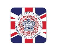 Kings Coronation 2023 Official Union Jack 4x Square Coasters King Charles III Commemorative Souvenir Gift His Majesty The King Royal Memorabilia Gifts Coronation Memorabilia