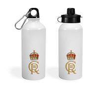 Kings Coronation Bottle 2023 Official CR3 600ML Water Bottle With Straw King Charles III Commemorative Souvenir Gift His Majesty The King Royal Memorabilia Gifts Coronation Memorabilia (White)